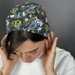 اسکارف اشپزی طرحدار جین طوسی - فروشگاه هپی شف - تولیدکننده انواع دستمالسر