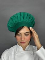 کلاه اشپزی مدل قارچی رنگ سبز تیره - فروشگاه هپی شف - تولیدکننده انواع کلاه پرستاری و رستورانی