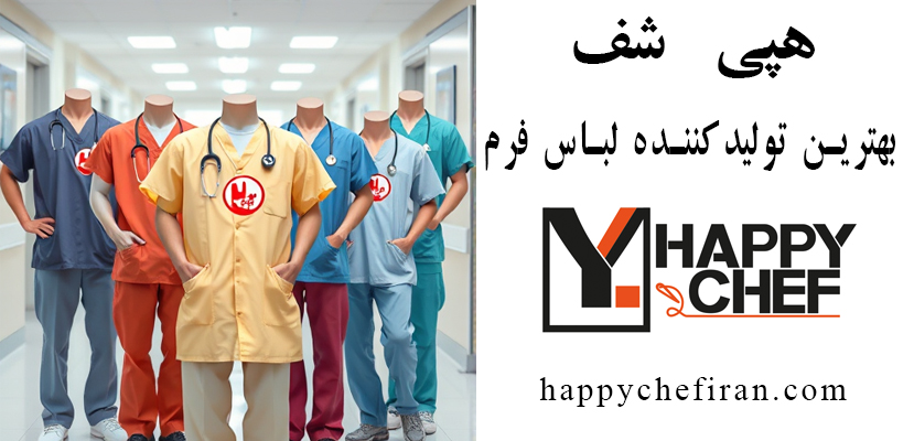 تولیدی لباس فرم بیمارستانی با قابلیت چاپ لوگو - فروشگاه هپی شف - بهترین تولیدکننده انواع لباس کار